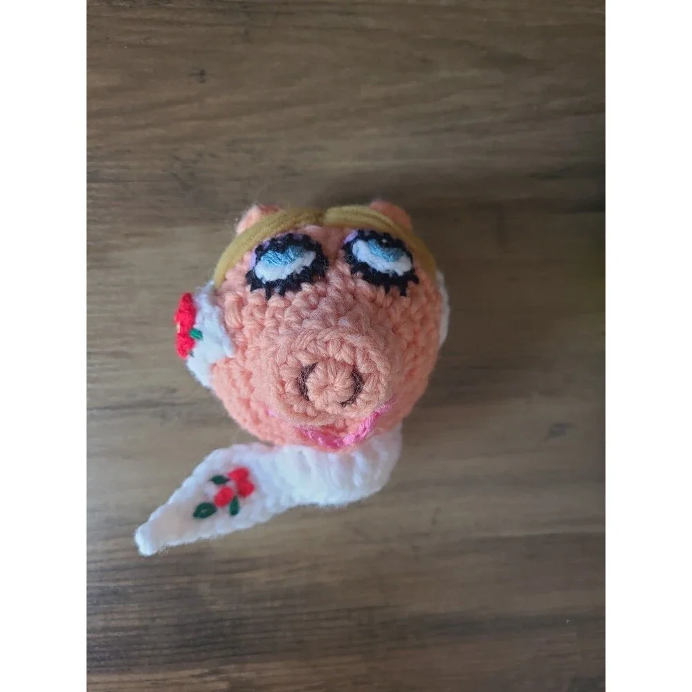 Set 4 Sesame Street Crocheted Ornaments Cookie Monster Miss Piggy Oscar Big Bird
